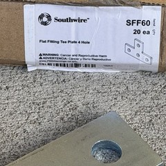 20-PK! Southwire Garvin Four-Hole Flat Fitting Tee Plate Zinc Plated Steel SFF60