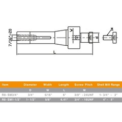 Jerax tools R8 Shank Shell Face Mill Arbor Adapter Holder, Arbor: 1-1/2”, Range: