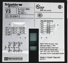 SCHNEIDER ELECTRIC V5 125A 3-POLE ISOLATING LOAD BREAK SWITCH 055173