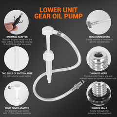 Lower Unit Gear Oil Pump for Standard Quart Bottles – 10Cc per Pump Stroke, Tran
