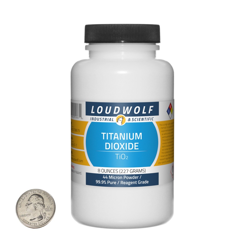 Titanium Dioxide / 8 Ounce Bottle / 99.9% Pure Reagent Grade / 44 Micron Powder