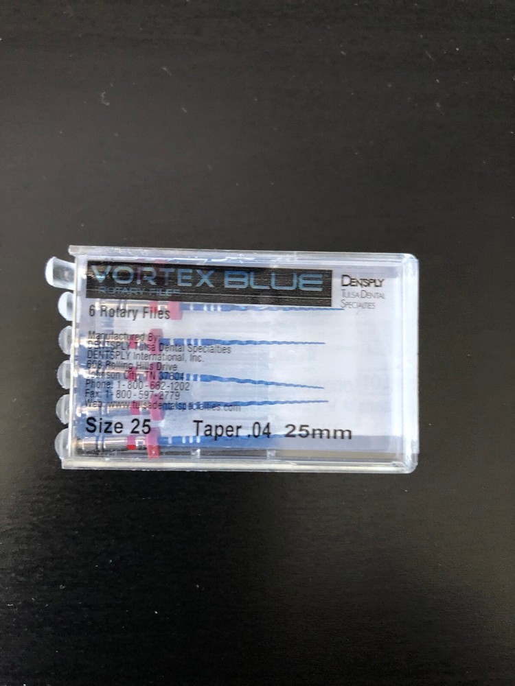 Dentsply Tulsa Dental Vortex 25mm Taper .04 Size 25 Rotary Files 6/pk