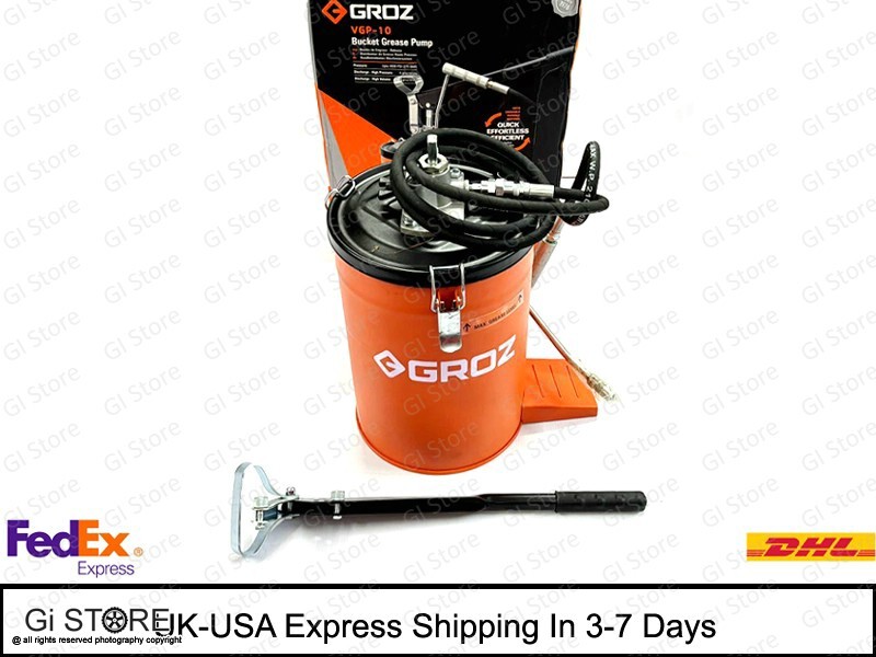 NEW GROZ Bucket Grease Pump – 10 Kgs./22 Lbs Model NO VGP/10A