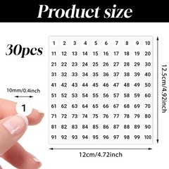 3000 Pcs Small Numbered Stickers, 0.4 inch Number Stickers inch, White