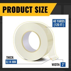 Transparent Window Weather Sealing Tape, 2 Inch x 40 Yards(120 Ft), Clear 1 Pack