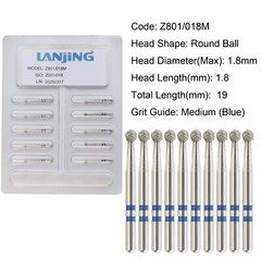 20 Types Zirconia Dental Diamond Burs FG Friction Grip for High Speed Handpiece