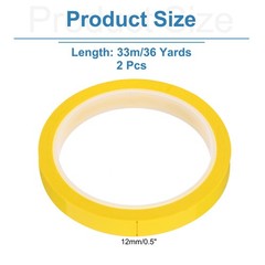 1 Rolls Dark Yellow 0.5 Inch x 36 Yards PET Film Whiteboard Tape 12mm x 33m