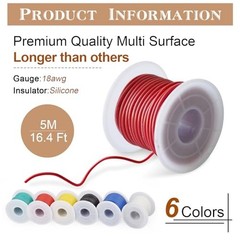 18 AWG Silicone Electrical Wire Kit – 6 Colors, Tinned Copper Stranded Hook Up W