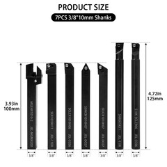 21 PCS Kit,Indexable Lathe Turning Tool,3/8″ 10Mm Shank,7Pcs Metal Lathe Cutting