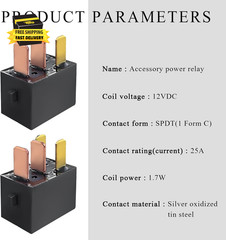 4 PCS Car AC Relay, G8HL-H71-12VDC 4 Pins AC and Starter Relays, Multiple Power