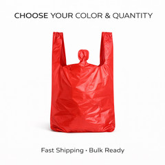 1/10 T-Shirt Bags 8x4x15 Medium-Duty 0.55 Mil Grocery Plastic 50–3000 Bulk