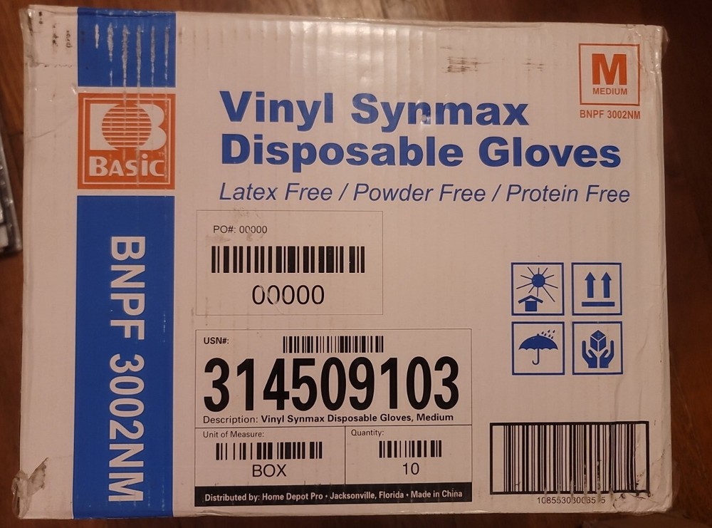 Basic BMPF-3002 Synmax Synthetic Medium Vinyl Exam Glove – 1000 Per Case