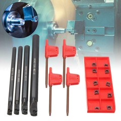 4 SCLCR06 7/8/10/12mm Lathe Boring Bar Tunring Tool Holder +10 Inserts CCMT0602