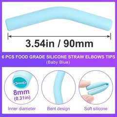 HINZIC 6Pcs Metal Straw Silicone Tips 5/16 IN Wide(8mm Outer 8mm, Light Blue