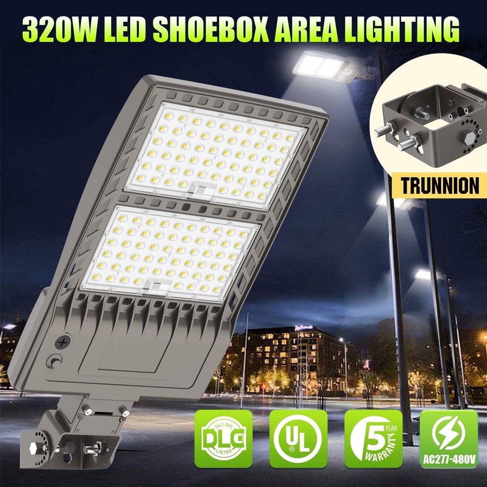 320W 48000LM Outdoor LED Shoebox Parking Lot Light Commercial Street Area Lights