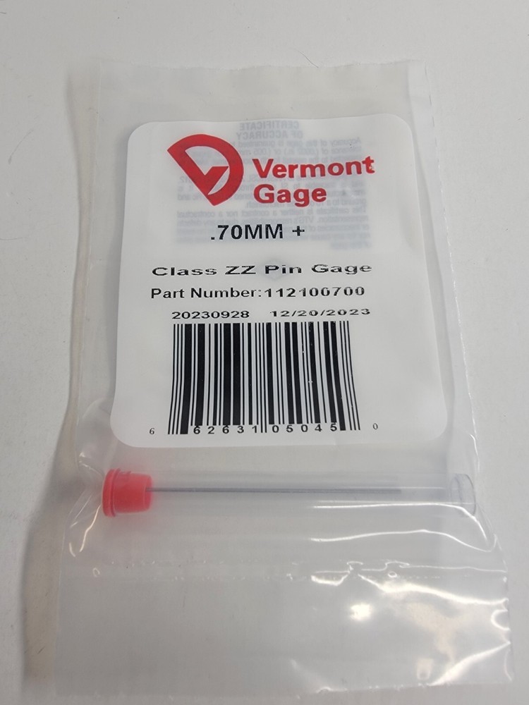 Vermont Gage – 112100700 – 0.70MM Plus – Class ZZ Pin Gage