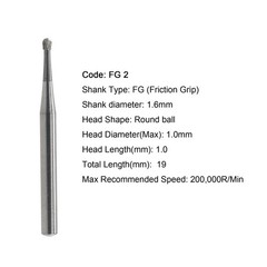 50pcs Dental Carbide Burs Round Friction Grip High Speed FG 245 330 2 4 6 8 557