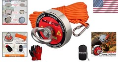 500lb Neodymium Magnet Fishing Kit Heavy Duty N52 Rare Earth Magnet 66ft Rope