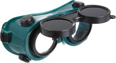 Adjustable Welding Safety Goggles with UV Coating & Dark Green Flip-Up Lenses