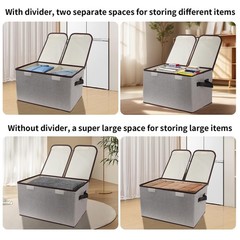Foldable Fabric Storage Box, 16.5 x 11.8 x 9.8 inches (L x W x H), with Doubl…