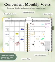 2026 Weekly /Monthly spiral planner, appointment book -5.75″ x 8.38″-green color