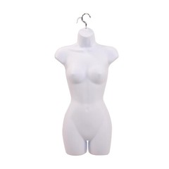 Clothing Form Hanging Female Display Torso Fits 5 to 10 Mannequin White Hollow