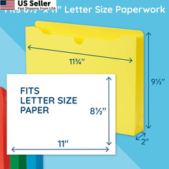 Blue Summit Supplies 2 Inch File Jackets, Expandable Letter, Assorted Colors