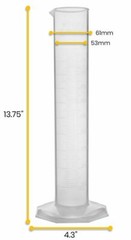 Eisco Labs 500ml Measuring Cylinder, Class B – US Sourced Polypropylene