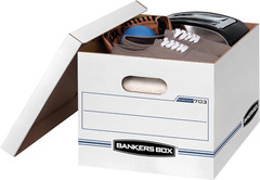 6 Pack STOR/FILE Basic Duty Boxes, Standard Assembly, Lift-Off Lid, White/Blue