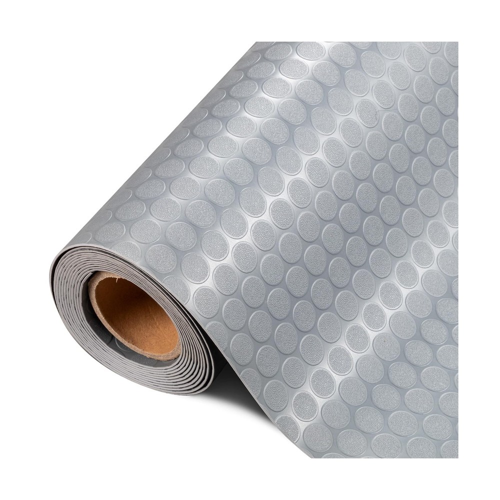 TUFFIOM 7.5×17 FT Garage Floor Mat, Coin Plate Sheet PVC Roll for Under Car P…