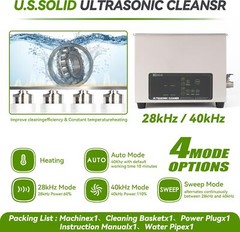 U.S. Solid 10L Digital Ultrasonic Cleaner 28/40kHz Dual-Frequency
