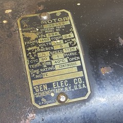 Vintage GE Electric Motor 1/3 HP 1725 RPM Type RSA Frame 1450 Bullet Style 110V