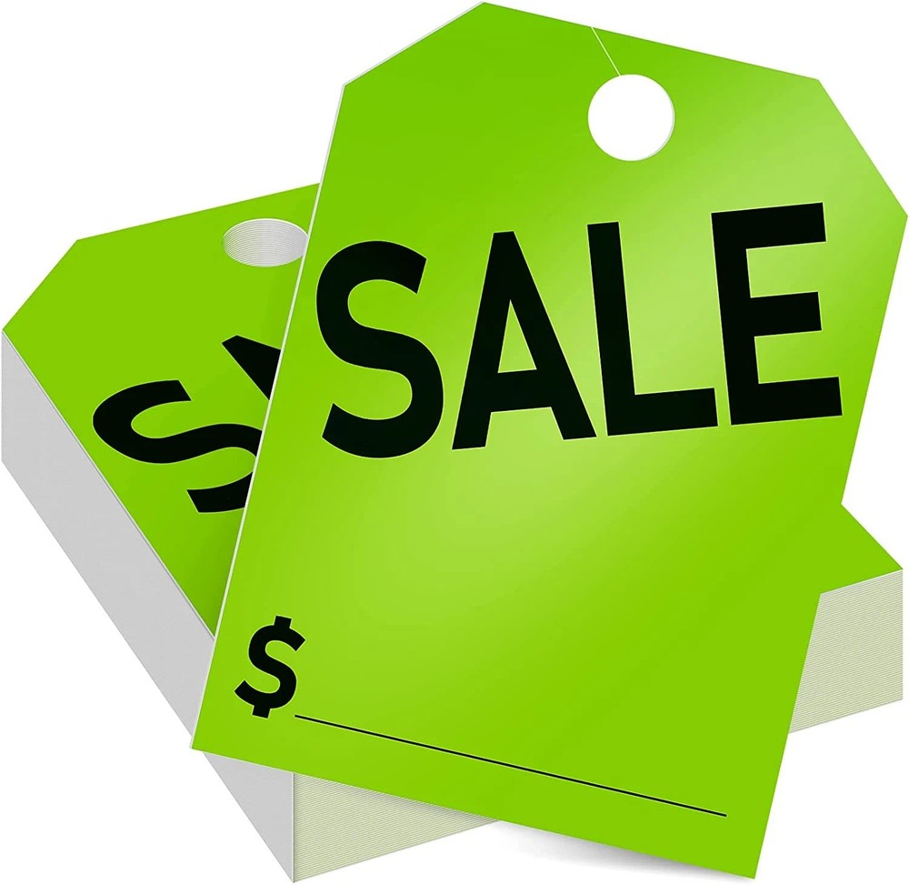 100 Pack Car Dealer Mirror Hang Tags 8.5×11.5 Inches Sale Price Tags (Green)