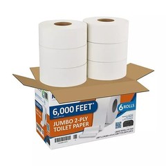 Marathon Jumbo Roll Commercial 2-Ply White Toilet Paper 6 Rolls, 1000 ft./roll