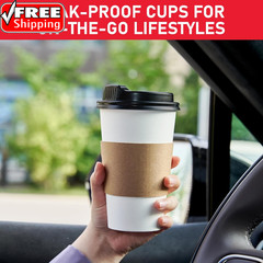 16 Oz 100 Pack Coffee Cups with Lids and Sleeves, Hot Paper Coffee Cups with Lid