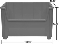 Heavy Duty Stackable Open Front Storage Bins – Gray & Blue Options