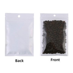 Custom Design Flat Glossy Zipper Pouches | Clear Front White Back Snack Storage