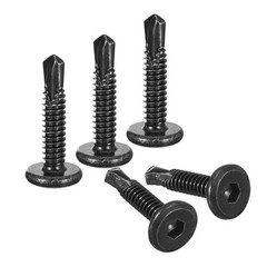 100pcs Hex Socket Self Tapping Screws #10 x 1″ Stainless Steel Flat Head Black