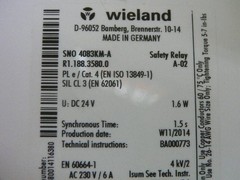 Wieland Sno 4083Km-A R1.188.3580.0 Safety Relay
