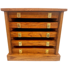 Oak Wood Cabinet Holds (5) 18 x 12 x 2″ Oak Display Cases Handcrafted in USA
