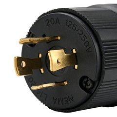 L14-20P Twist Lock Male Plug – 20 Amp 125/250V NEMA Generator Connector – Black