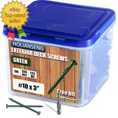Deck Screws 3 Inch 5Lb Rust Resistant, Green Epoxy Coated Outdoor Screw Torx