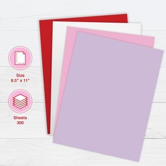 Valentine Paper 8.5″ x 11″ – 300 Sheets – 4 Colors (Red, Pink, White, & Orchi…