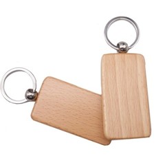 40pcs/pack Rectangle Blank Wood Keychain Diy Custom Wood Key Chains Key Tags
