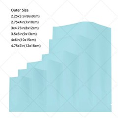 Many Sizes for Matte Blue Flat Foil Mylar Open Top Pouch Bag w/Tear Notches