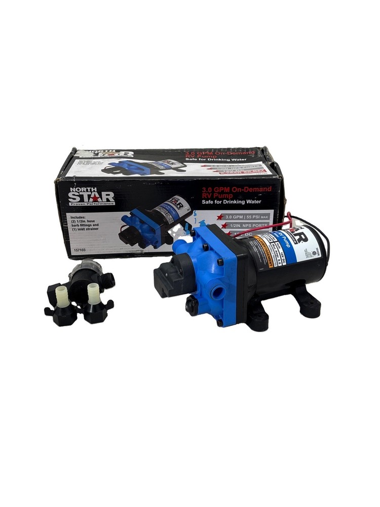 NorthStar 12 Volt On-Demand RV Potable Water Pump – 3.0 GPM – 1/2in. NPS-M Ports