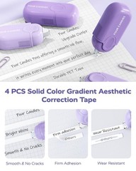 Four Candies Aesthetic Purple School Supplies Kit with Case for Girls Back to