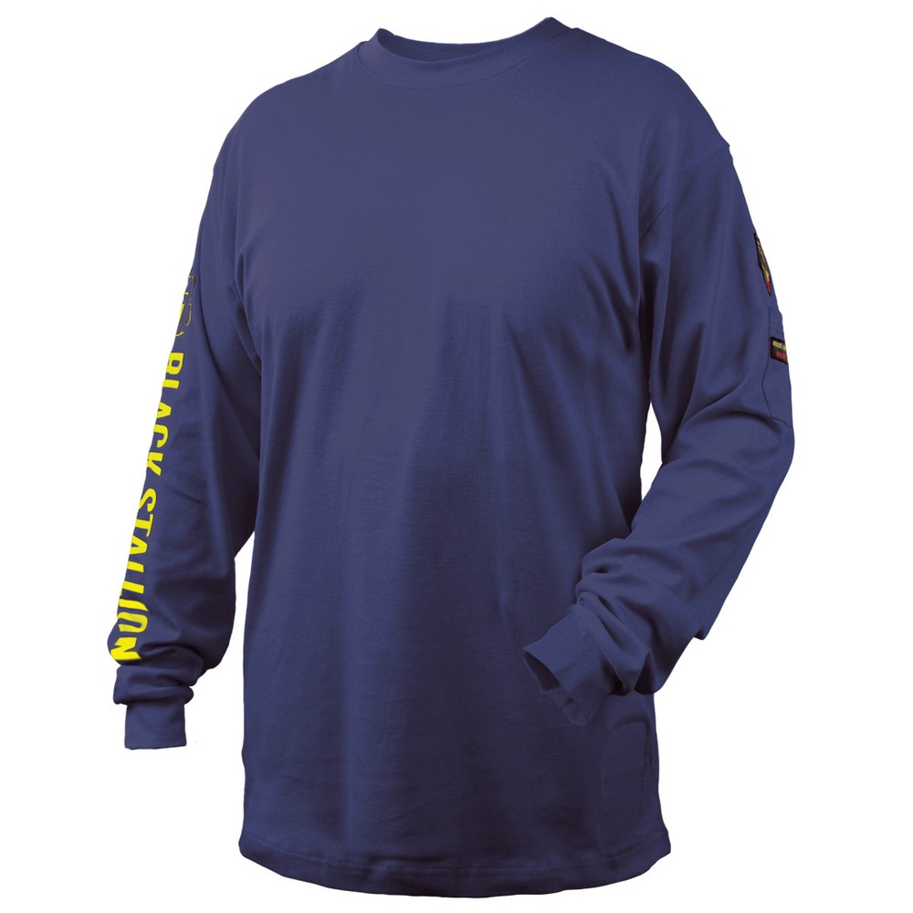 Revco Black Stallion Navy 7 oz. FR Cotton Knit Long-Sleeve T-Shirt Size Large