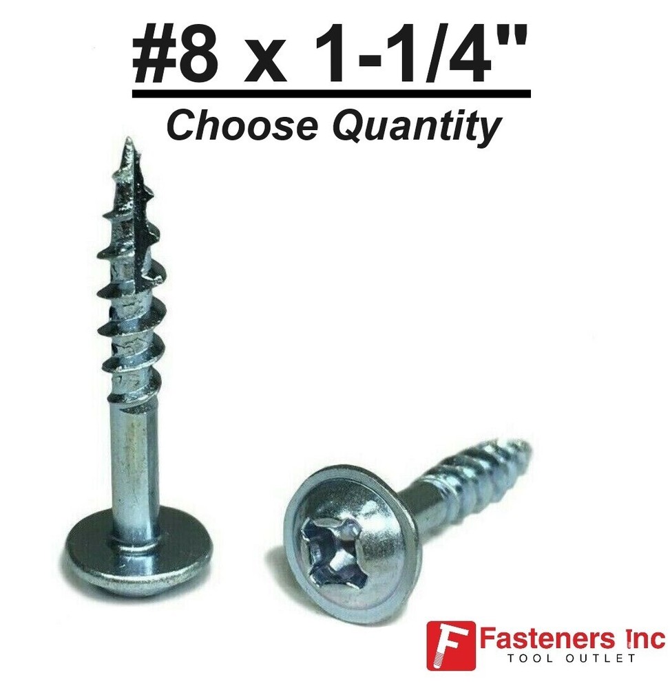 Kreg #8 X 1-1/4″ Zinc Coarse Thread Pocket Hole Screws Phil / Square (Pick Qty)