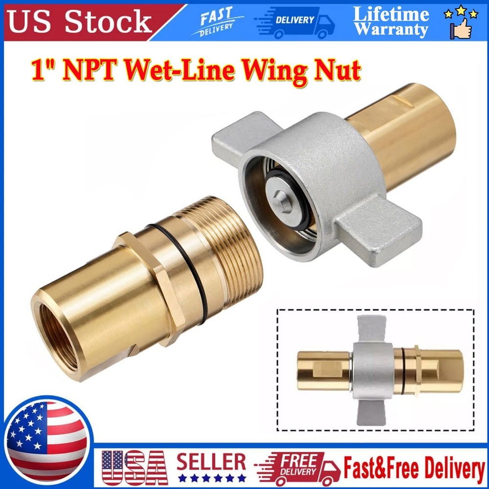1 inch Wet-Line Wing Nut Hydraulic Quick Coupler / Coupling Set Brass NPT Screw